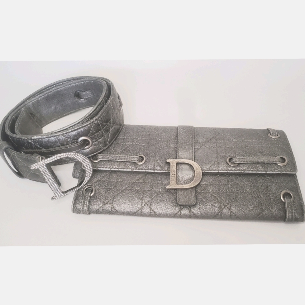 Dior Leather Cannage Stitch Wristlet Clutch Bag - Picture 2 of 8